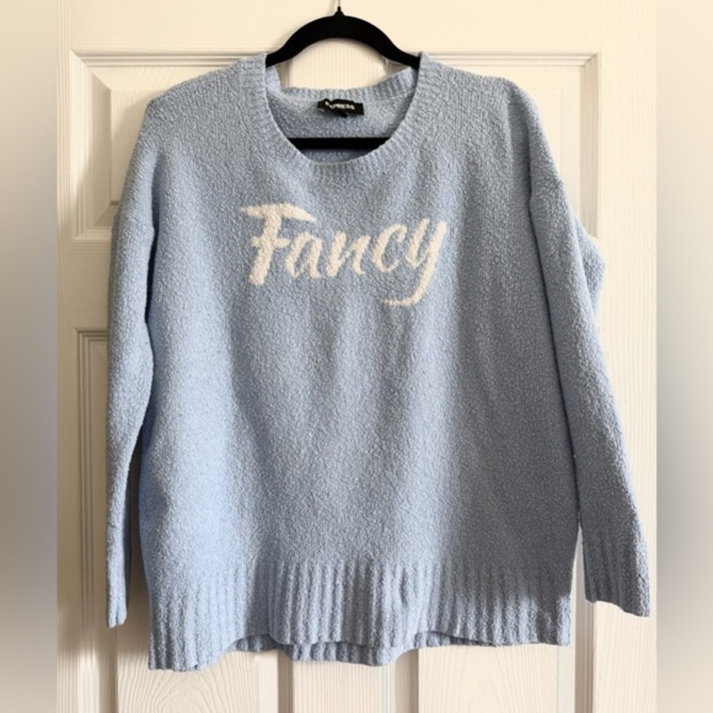Express Fancy Light Blue Crew Neck Sweater